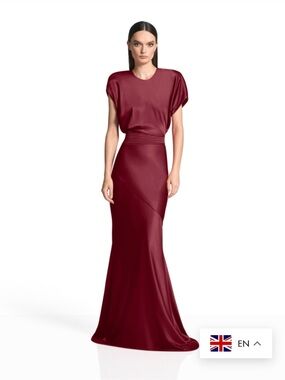 Zhivago Wine Red Draped Waist Maxi Dress